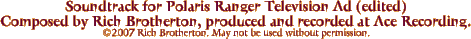 Soundtrack for Polaris Ranger Television